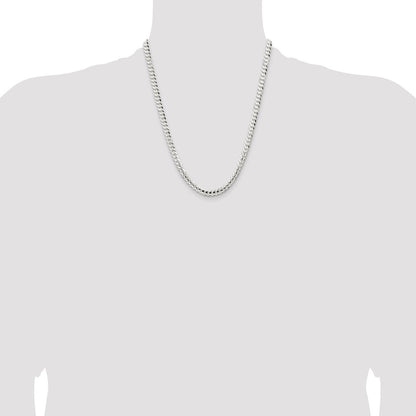 22 Inch Sterling Silver 5.65mm Concave Beveled Curb Chain Necklace