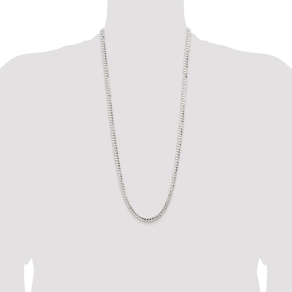 30 Inch Sterling Silver 5.65mm Concave Beveled Curb Chain Necklace