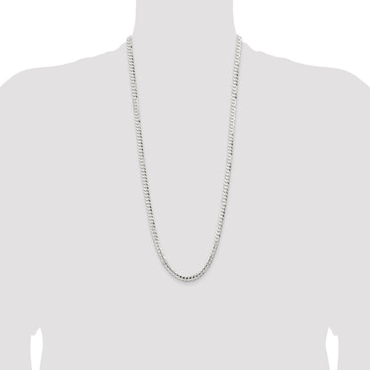 30 Inch Sterling Silver 5.65mm Concave Beveled Curb Chain Necklace
