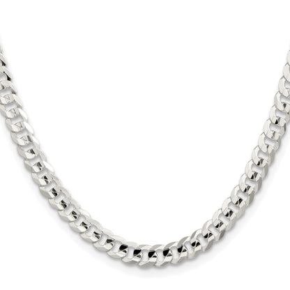 Sterling Silver Rhodium-Plated 5.65mm Concave Beveled Curb Chain