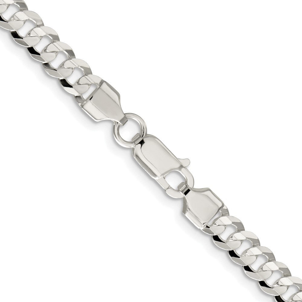 Sterling Silver Rhodium-Plated 5.65mm Concave Beveled Curb Chain
