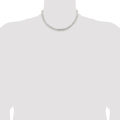 Sterling Silver Rhodium-Plated 5.65mm Concave Beveled Curb Chain