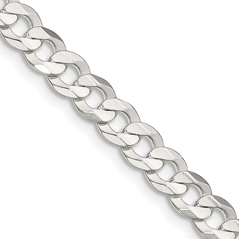 26 Inch Sterling Silver 5.65mm Concave Beveled Curb Chain Necklace