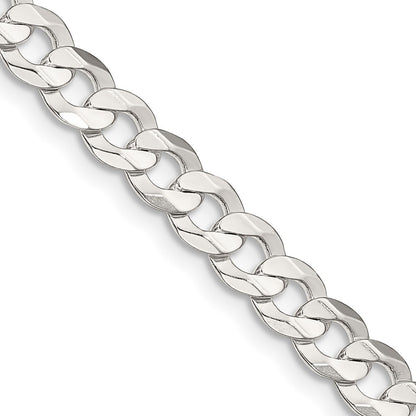 24 Inch Sterling Silver 5.65mm Concave Beveled Curb Chain Necklace