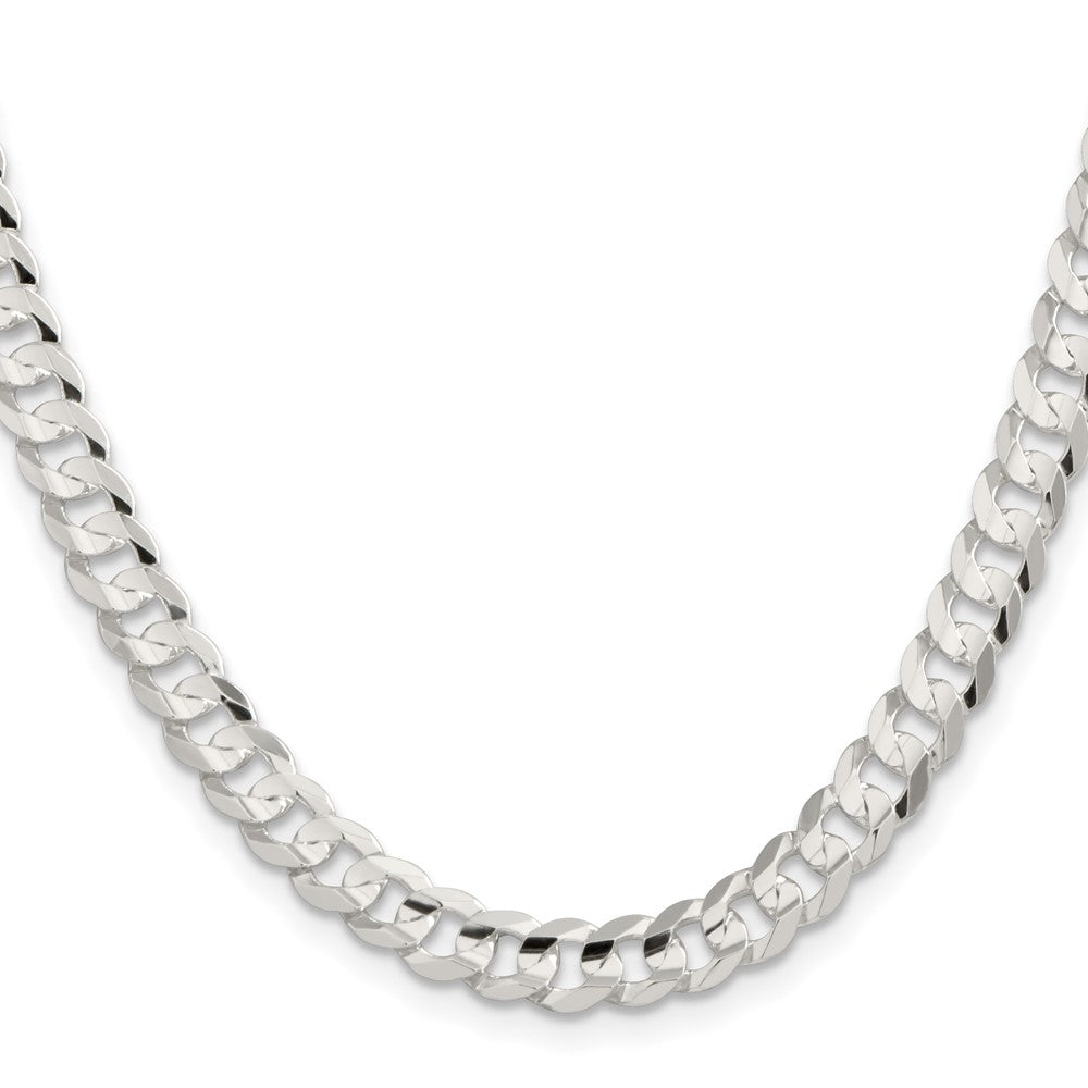 16 Inch Sterling Silver 6.75mm Concave Beveled Curb Chain Necklace