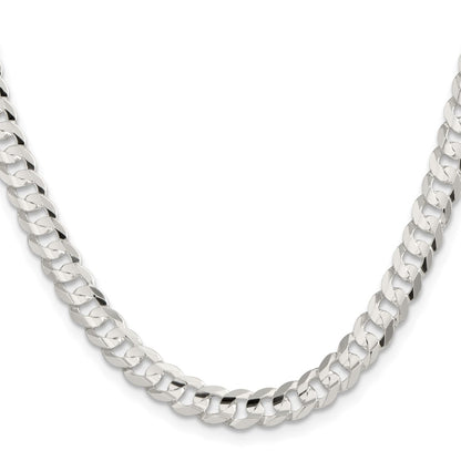 16 Inch Sterling Silver 6.75mm Concave Beveled Curb Chain Necklace
