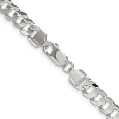 16 Inch Sterling Silver 6.75mm Concave Beveled Curb Chain Necklace
