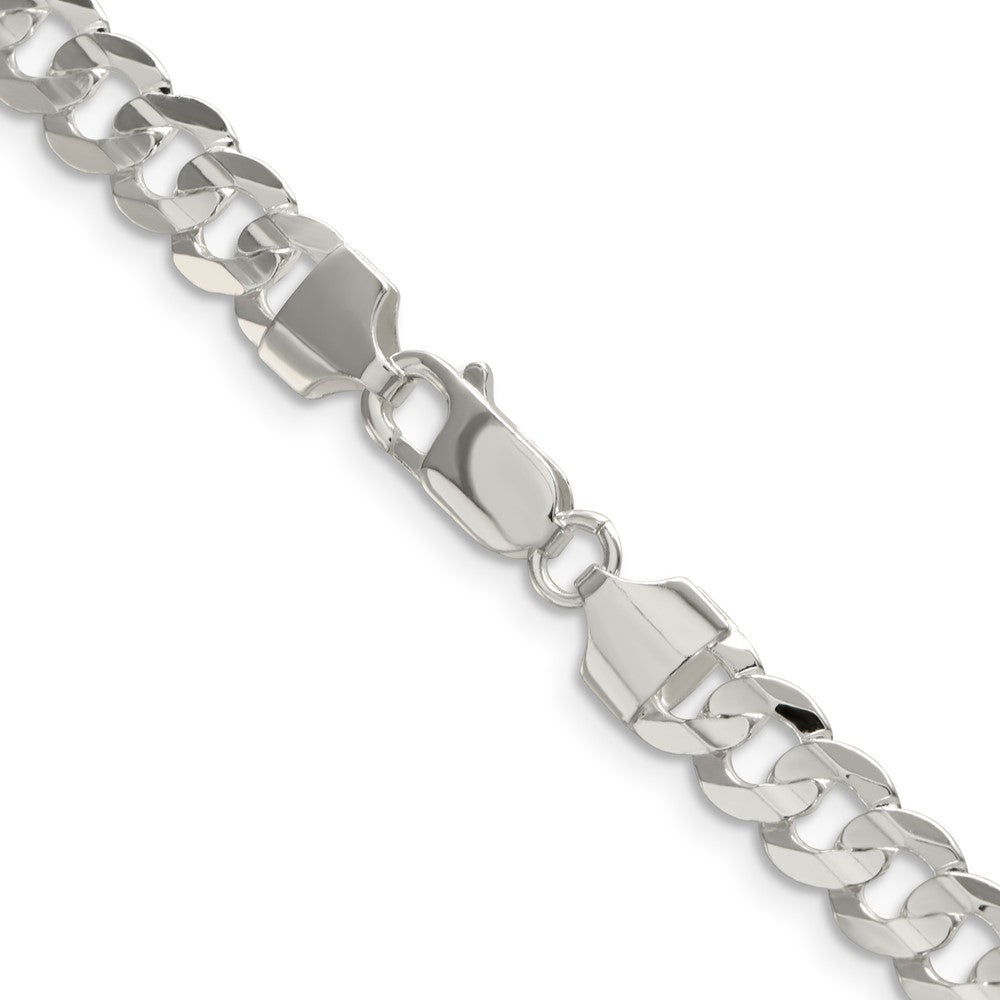 16 Inch Sterling Silver 6.75mm Concave Beveled Curb Chain Necklace