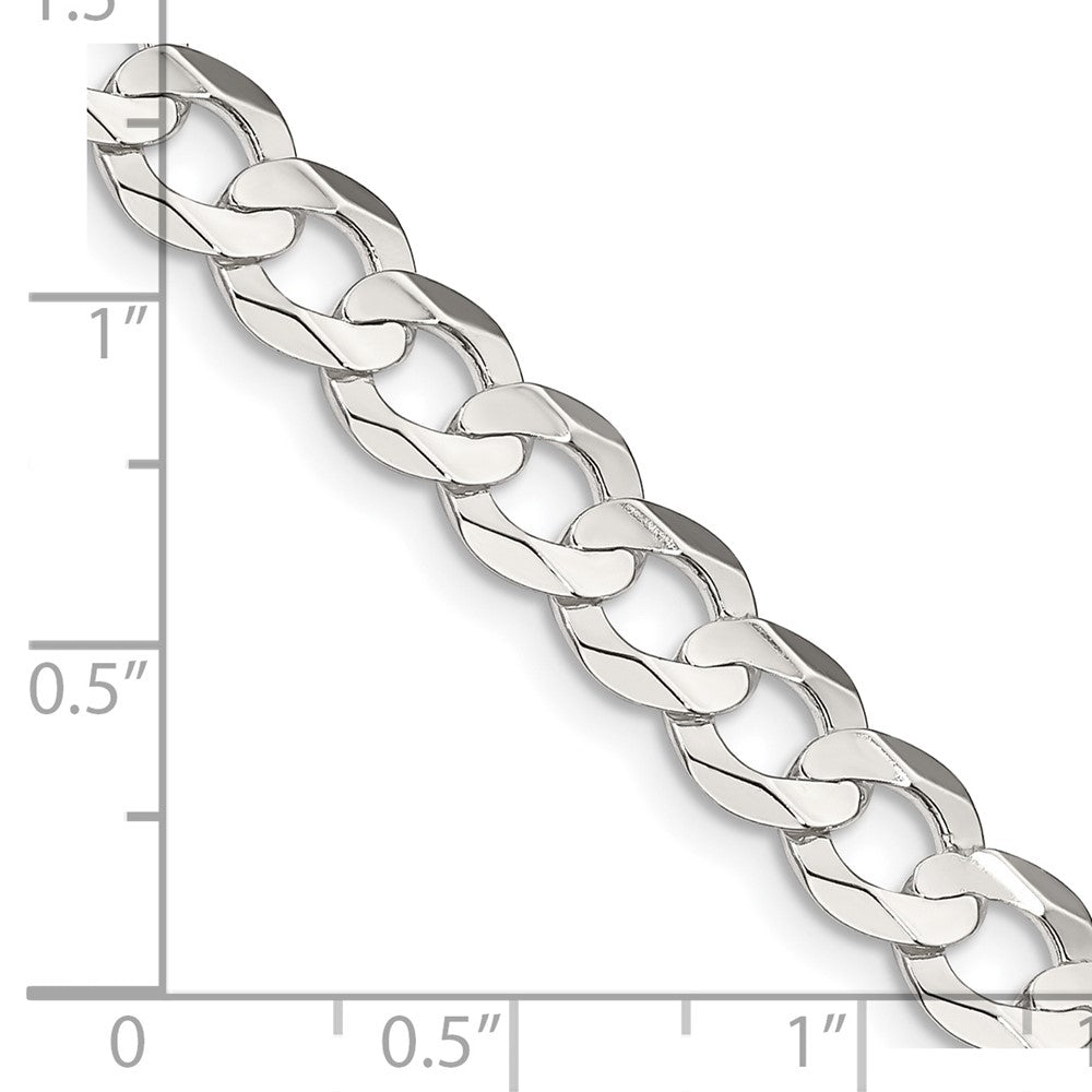 16 Inch Sterling Silver 6.75mm Concave Beveled Curb Chain Necklace