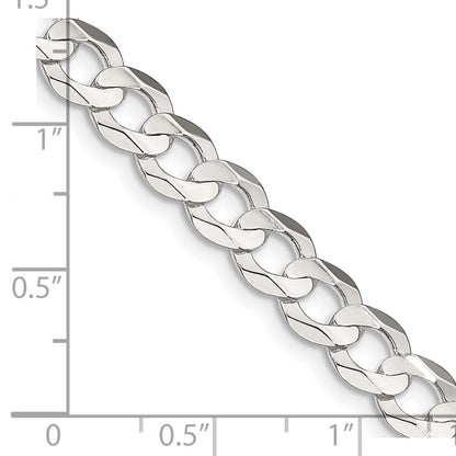 16 Inch Sterling Silver 6.75mm Concave Beveled Curb Chain Necklace