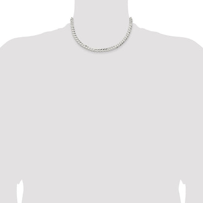 16 Inch Sterling Silver 6.75mm Concave Beveled Curb Chain Necklace