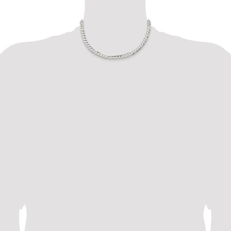 Sterling Silver 6.75mm Concave Beveled Curb Chain Necklace