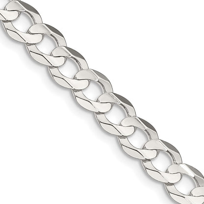 16 Inch Sterling Silver 6.75mm Concave Beveled Curb Chain Necklace