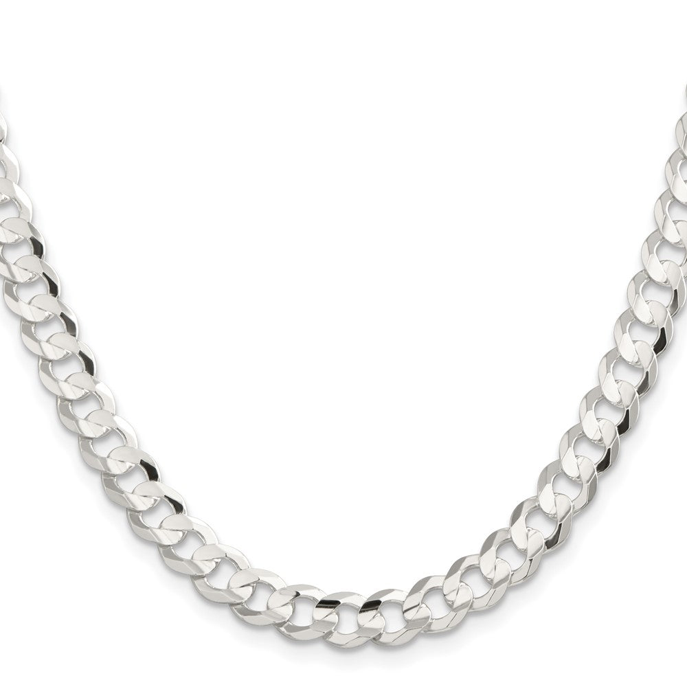 22 Inch Sterling Silver 7.8mm Concave Beveled Curb Chain Necklace