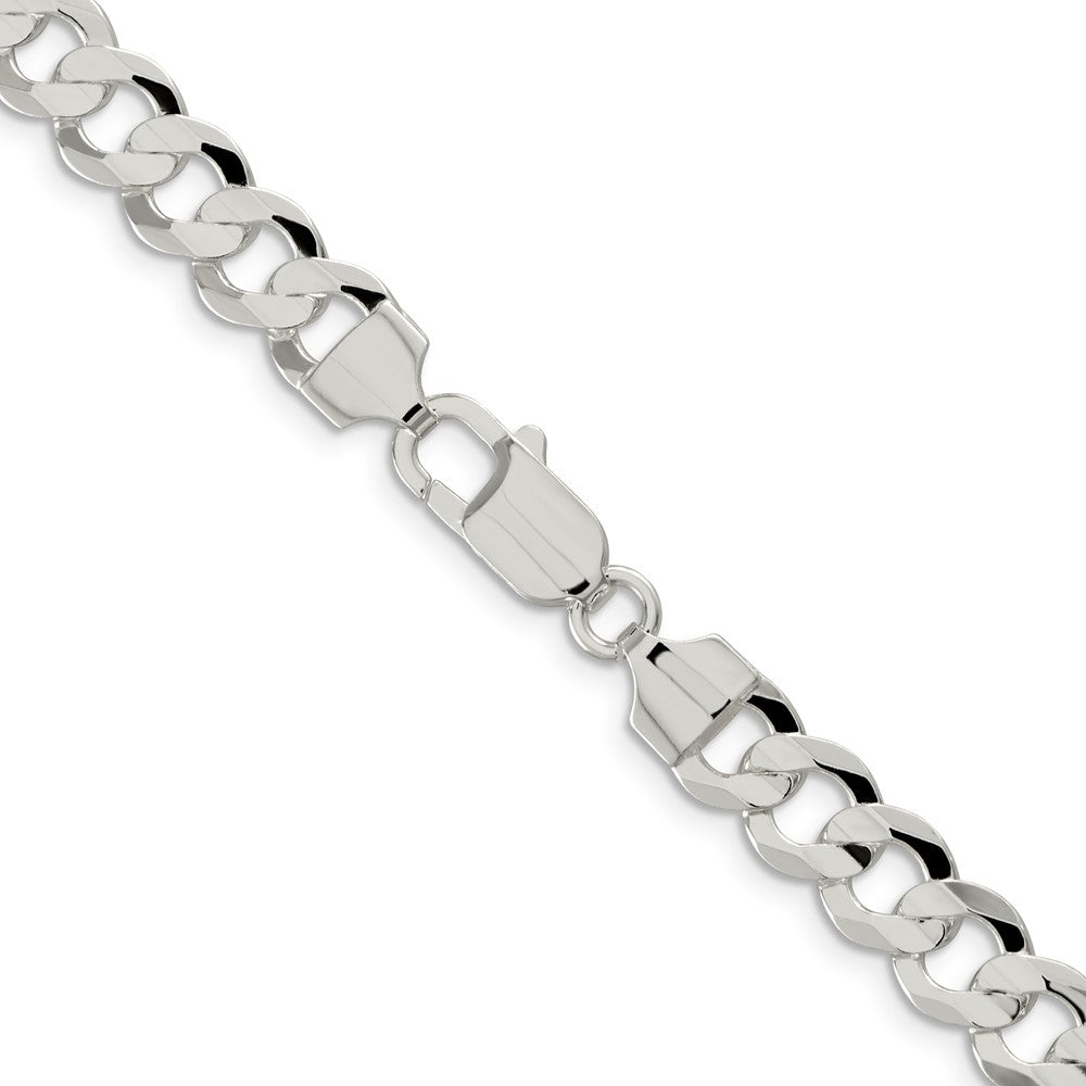 16 Inch Sterling Silver 7.8mm Concave Beveled Curb Chain Necklace
