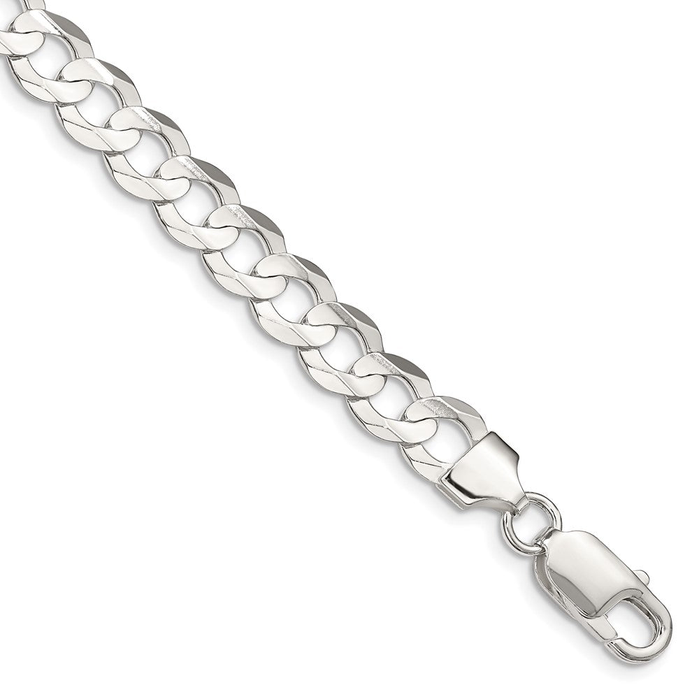 7 Inch Sterling Silver 7.8mm Concave Beveled Curb Chain Bracelet