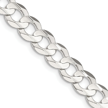 24 Inch Sterling Silver 7.8mm Concave Beveled Curb Chain Necklace