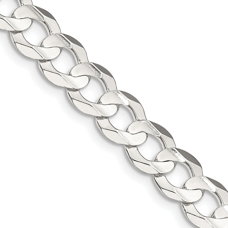 24 Inch Sterling Silver 7.8mm Concave Beveled Curb Chain Necklace