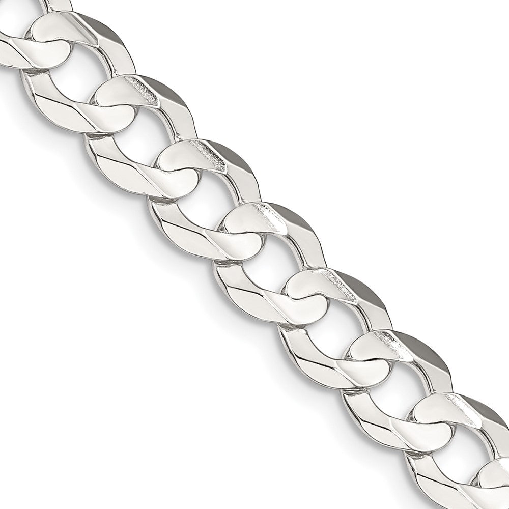 16 Inch Sterling Silver 7.8mm Concave Beveled Curb Chain Necklace