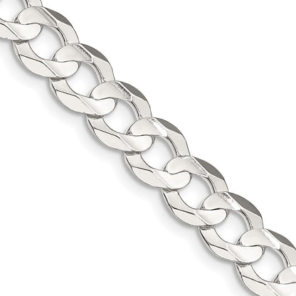16 Inch Sterling Silver 7.8mm Concave Beveled Curb Chain Necklace