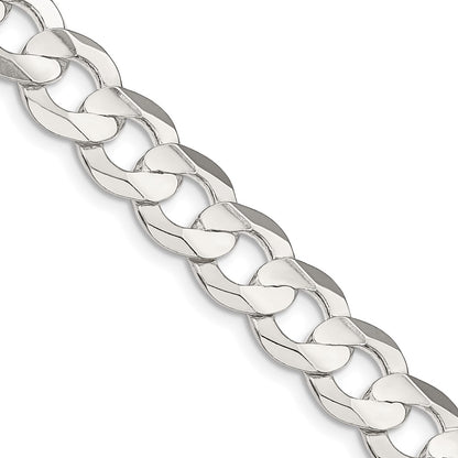 26 Inch Sterling Silver 9.75mm Concave Beveled Curb Chain Necklace
