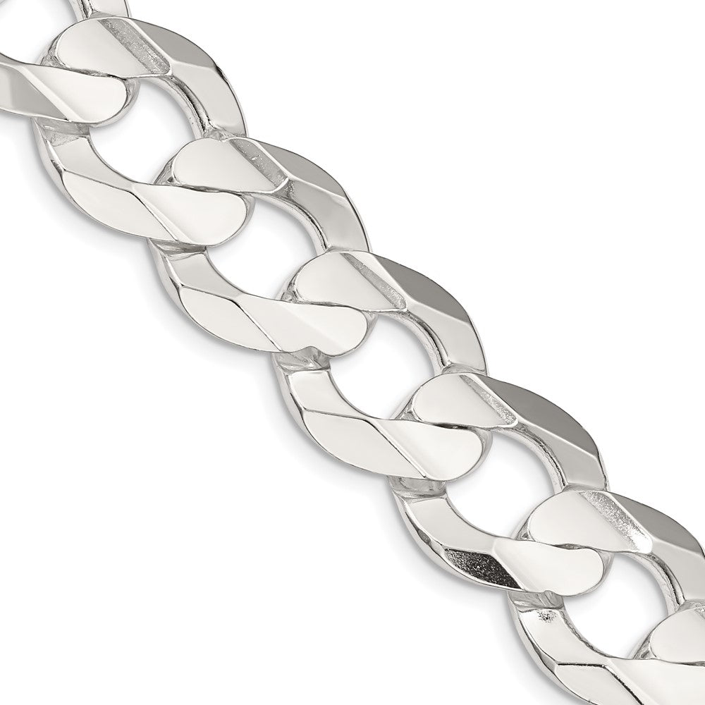 24 Inch Sterling Silver 15.75mm Concave Beveled Curb Chain Necklace