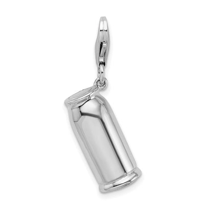 Sterling Silver Amore La Vita Rhodium-Plated Polished 3-D Enameled Green Tea Beverage Charm With Fancy Lobster Clasp