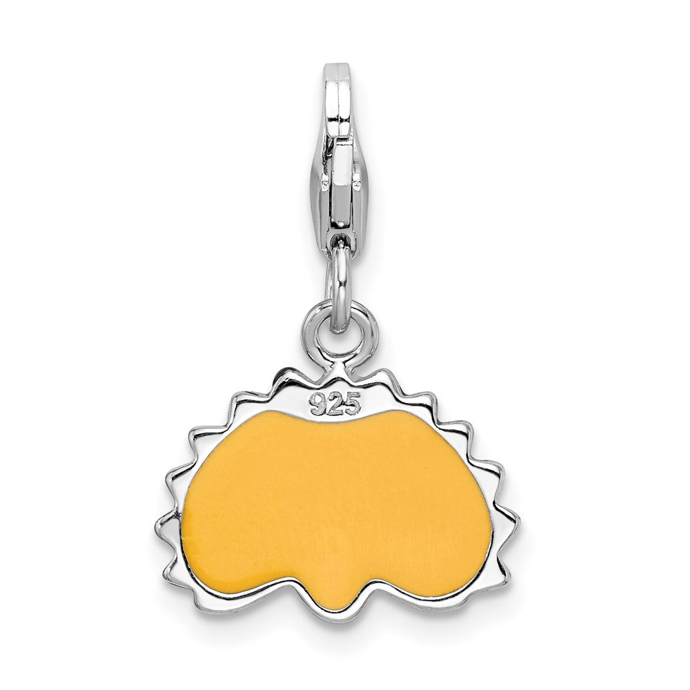 Sterling Silver Amore La Vita Rhodium-Plated Polished 3-D Enameled Peacock Charm With Fancy Lobster Clasp