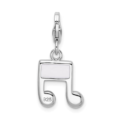 Sterling Silver Amore La Vita Rhodium-Plated Polished Pink Blue And Yellow Crystal From Swarovski Music Note Charm With Fancy Lobster Clasp