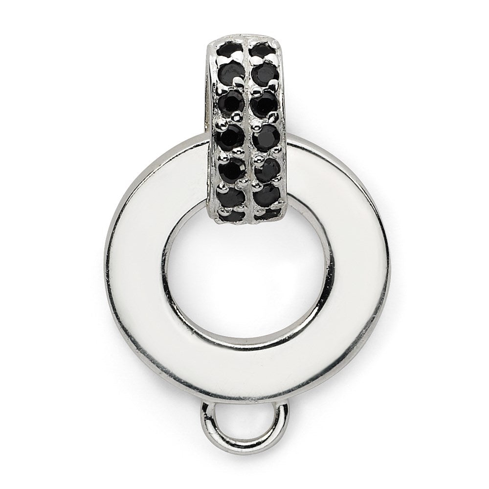 Sterling Silver Black And White Cz Charm Holder Pendant