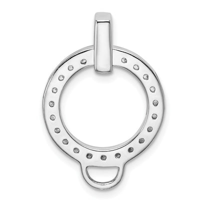 Sterling Silver Amore La Vita Rhodium-Plated Polished Cz Open Circle Charm Holder Pendant