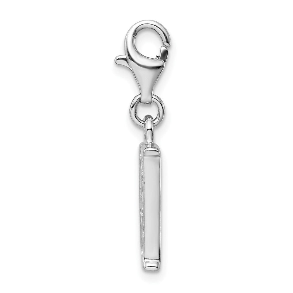 Sterling Silver Amore La Vita Rhodium-Plated Polished Cz Letter H Initial Charm With Fancy Lobster Clasp