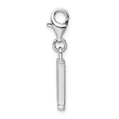 Sterling Silver Amore La Vita Rhodium-Plated Polished Cz Letter H Initial Charm With Fancy Lobster Clasp