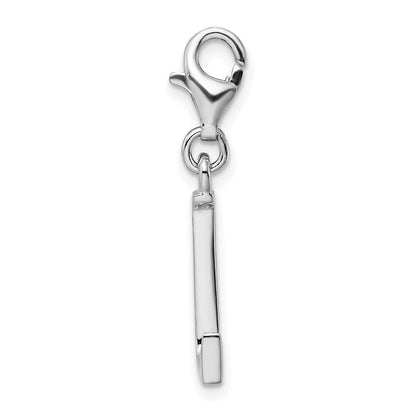 Sterling Silver Amore La Vita Rhodium-Plated Polished Cz Letter L Initial Charm With Fancy Lobster Clasp