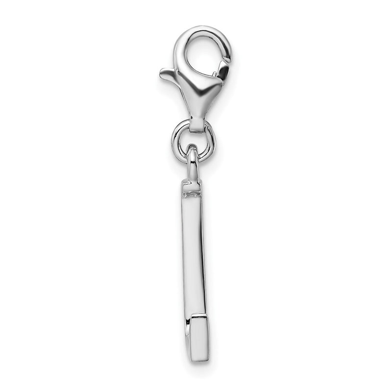 Sterling Silver Amore La Vita Rhodium-Plated Polished Cz Letter L Initial Charm With Fancy Lobster Clasp