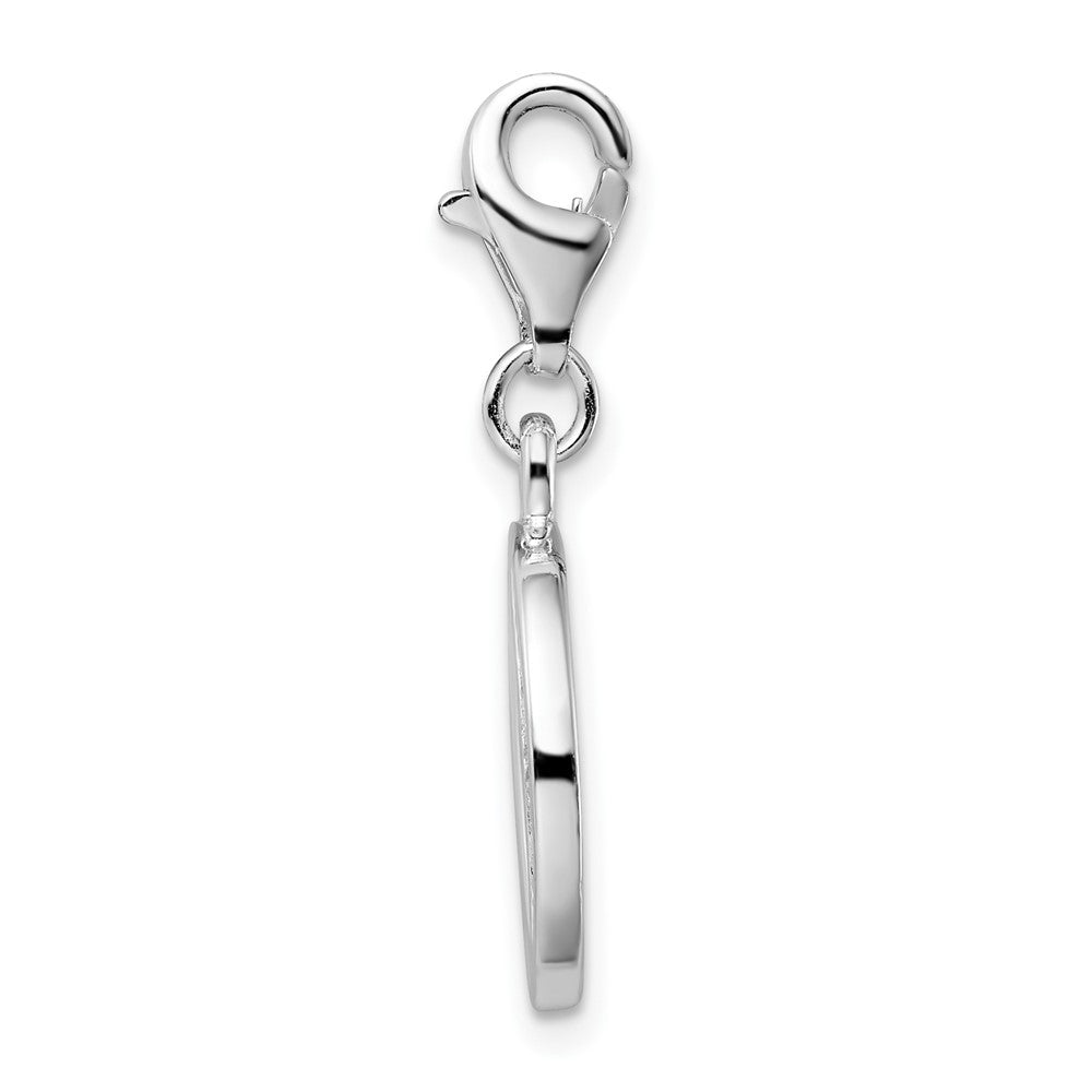 Sterling Silver Amore La Vita Rhodium-Plated Polished Cz Letter O Initial Charm With Fancy Lobster Clasp