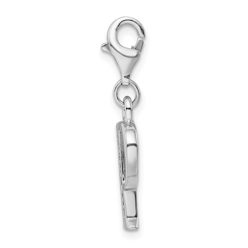 Sterling Silver Amore La Vita Rhodium-Plated Polished Cz Letter P Initial Charm With Fancy Lobster Clasp
