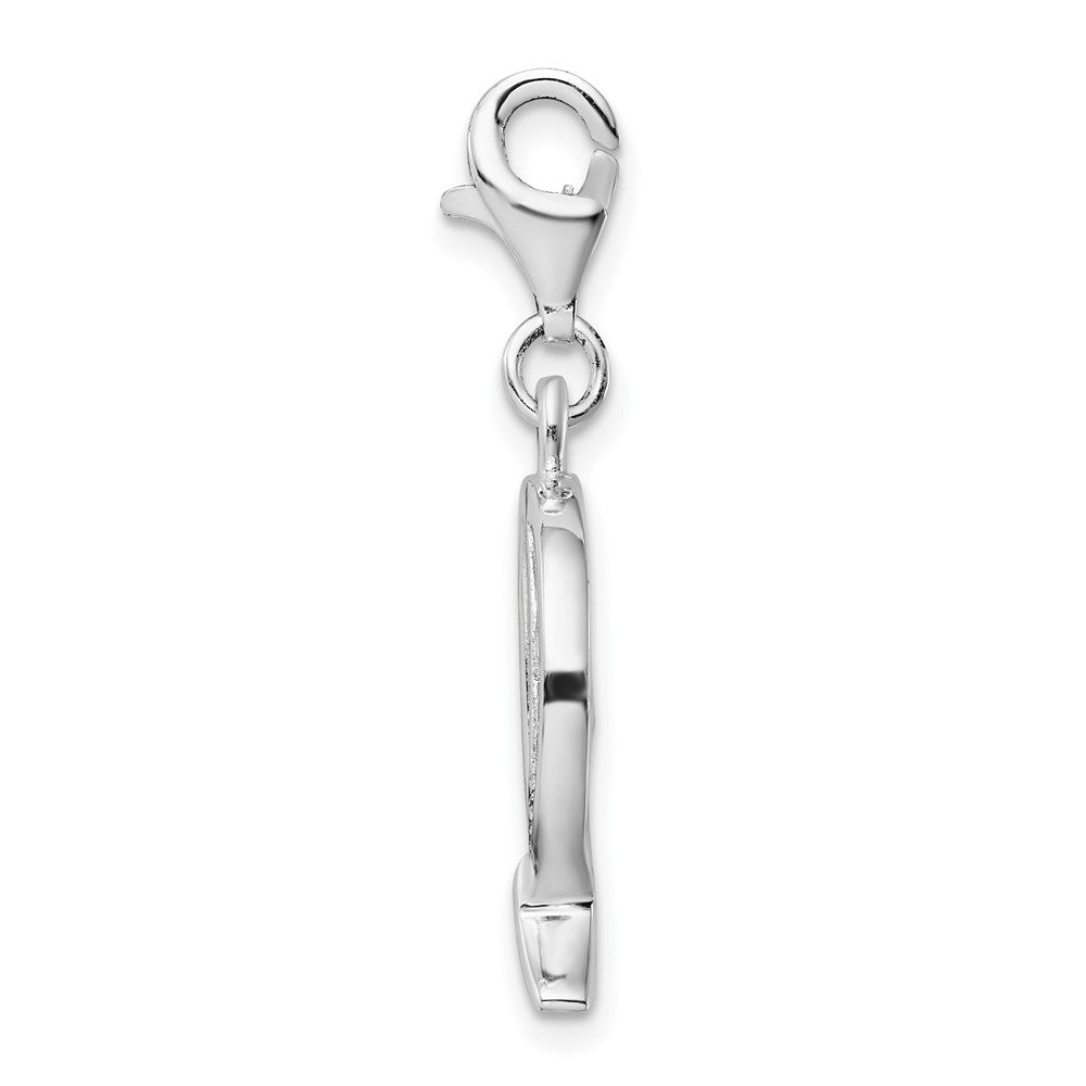 Sterling Silver Amore La Vita Rhodium-Plated Polished Cz Letter Q Initial Charm With Fancy Lobster Clasp