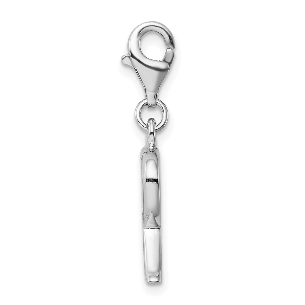 Sterling Silver Amore La Vita Rhodium-Plated Polished Cz Letter R Initial Charm With Fancy Lobster Clasp