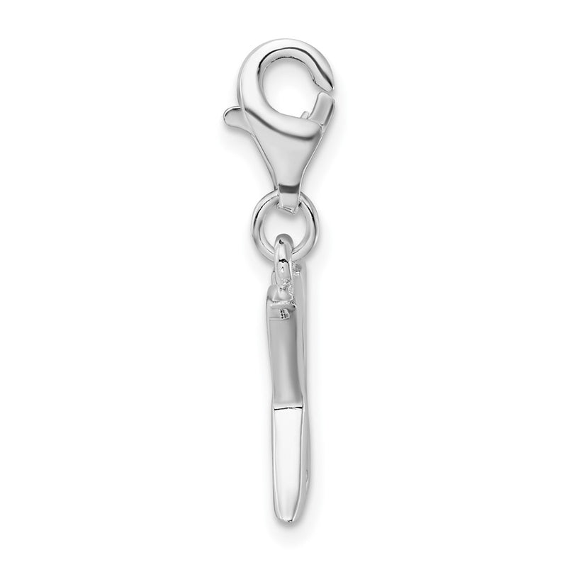 Sterling Silver Amore La Vita Rhodium-Plated Polished Cz Letter X Initial Charm With Fancy Lobster Clasp