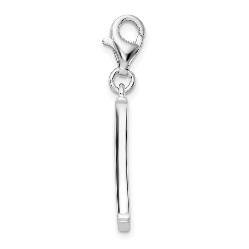Sterling Silver Amore La Vita Rhodium-Plated Polished Cz Letter Y Initial Charm With Fancy Lobster Clasp