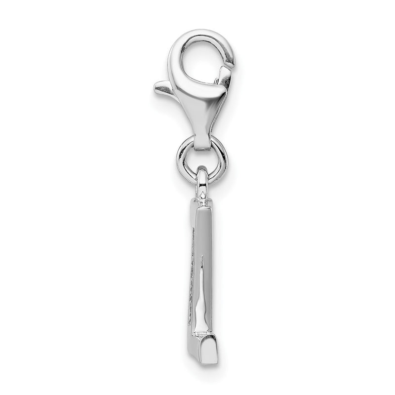 Sterling Silver Amore La Vita Rhodium-Plated Polished Cz Letter Z Initial Charm With Fancy Lobster Clasp