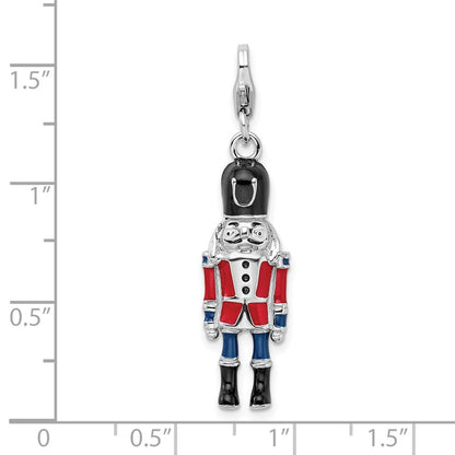 Sterling Silver Amore La Vita Rhodium-Plated Polished 3-D Enameled Nut Cracker Charm With Fancy Lobster Clasp