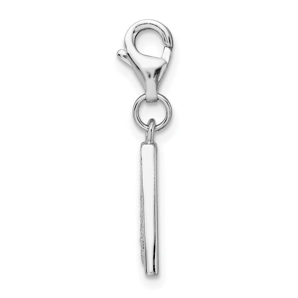 Sterling Silver Amore La Vita Rhodium-Plated Polished Cz Letter A Initial Charm With Fancy Lobster Clasp