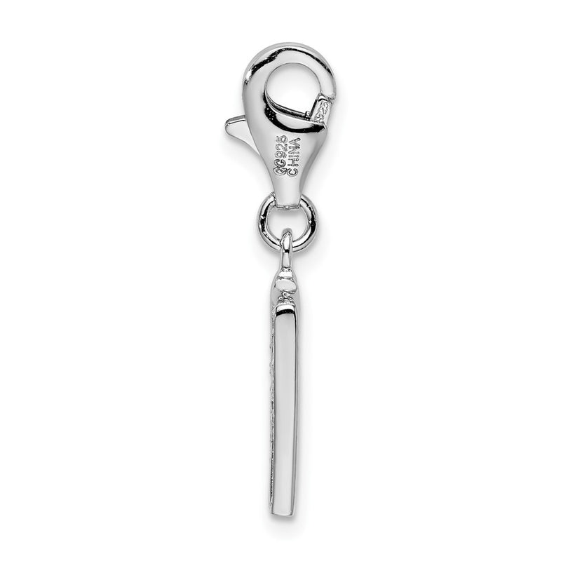Sterling Silver Amore La Vita Rhodium-Plated Polished Cz Letter H Initial Charm With Fancy Lobster Clasp