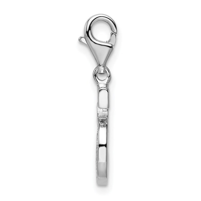 Sterling Silver Rh Cz Numeral 5 W/Lobster Clasp Charm