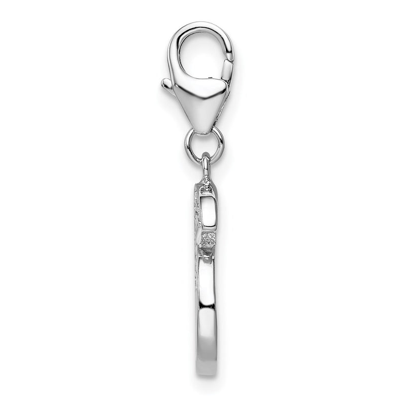 Sterling Silver Rh Cz Numeral 6 W/Lobster Clasp Charm