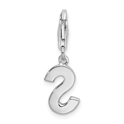 Sterling Silver Amore La Vita Rhodium-Plated Polished Cz Letter S Initial Charm With Fancy Lobster Clasp