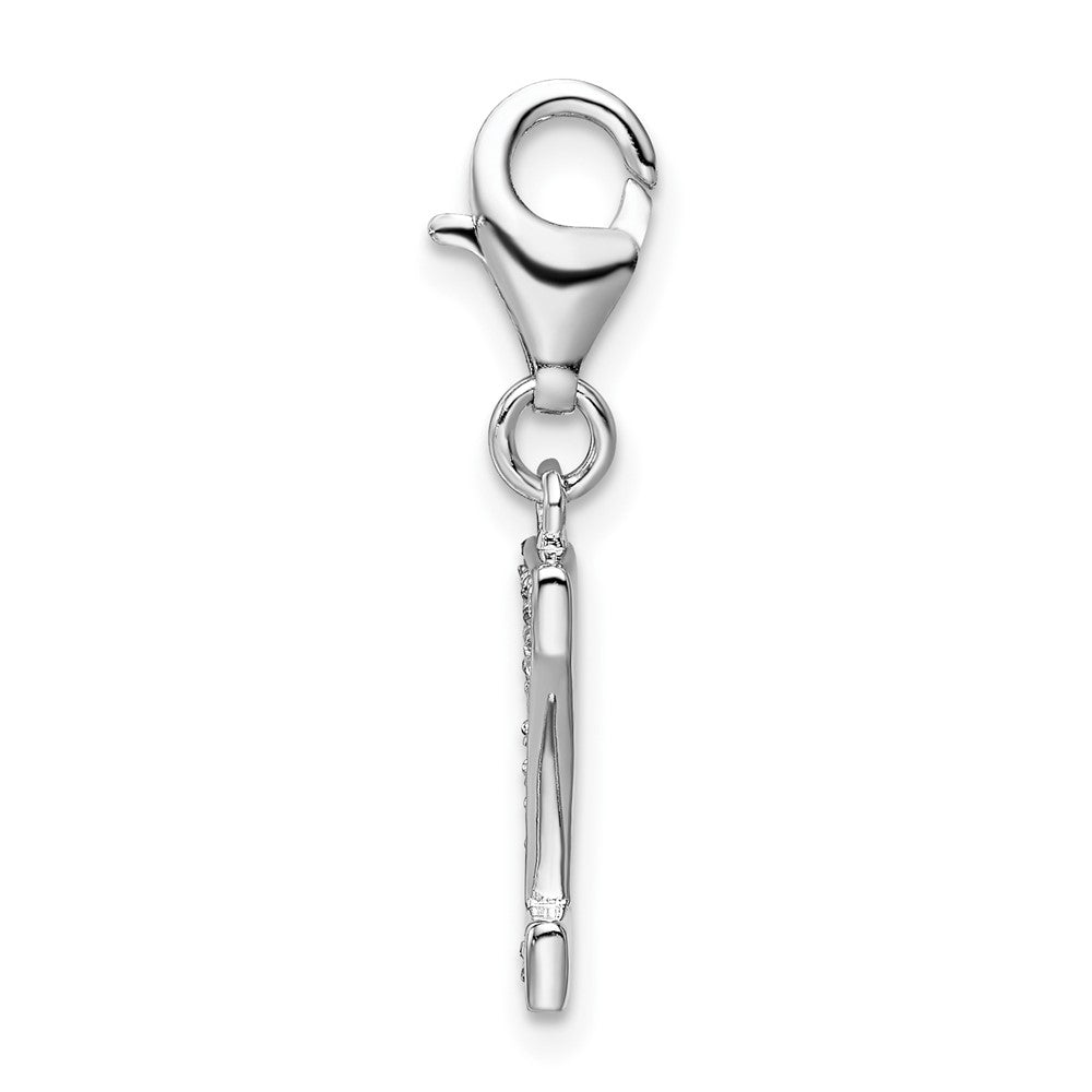 Sterling Silver Amore La Vita Rhodium-Plated Polished Cz Letter Z Initial Charm With Fancy Lobster Clasp
