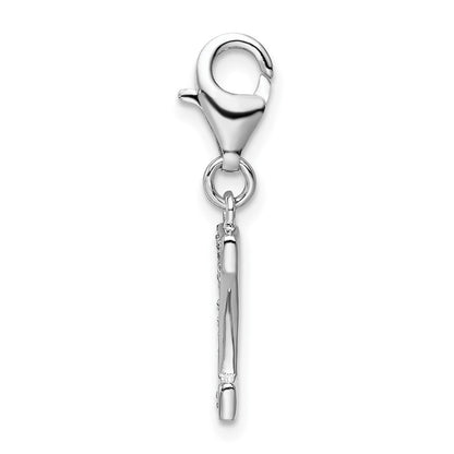 Sterling Silver Amore La Vita Rhodium-Plated Polished Cz Letter Z Initial Charm With Fancy Lobster Clasp